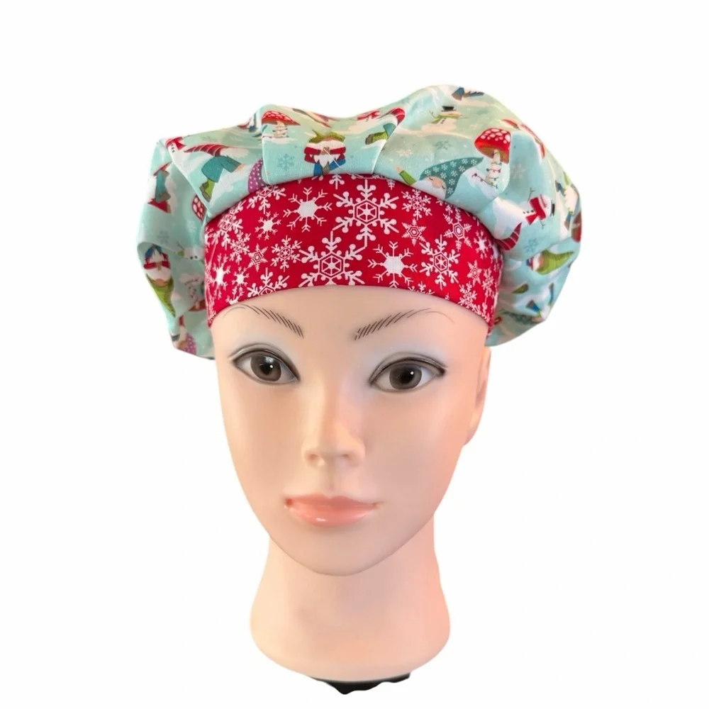 Scrub Cap with Holiday Gnome Print - Picture 4 of 4